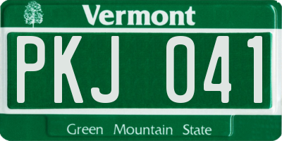 VT license plate PKJ041