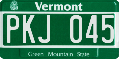 VT license plate PKJ045