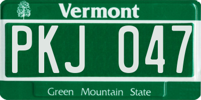 VT license plate PKJ047