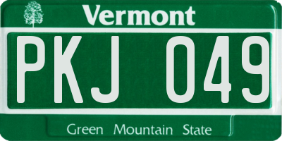 VT license plate PKJ049
