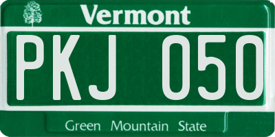 VT license plate PKJ050