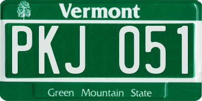 VT license plate PKJ051