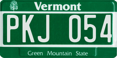 VT license plate PKJ054