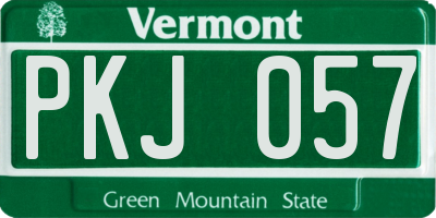 VT license plate PKJ057