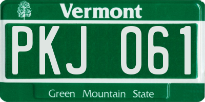VT license plate PKJ061