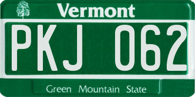 VT license plate PKJ062