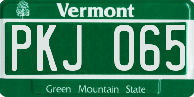 VT license plate PKJ065