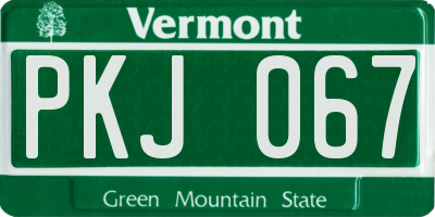 VT license plate PKJ067
