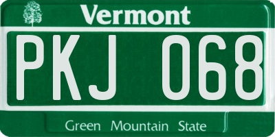 VT license plate PKJ068