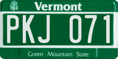 VT license plate PKJ071