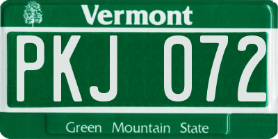 VT license plate PKJ072