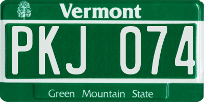 VT license plate PKJ074