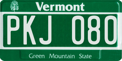 VT license plate PKJ080