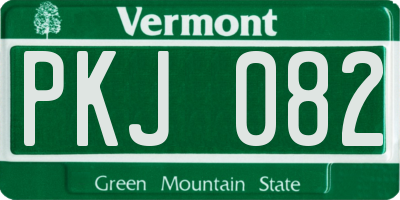 VT license plate PKJ082