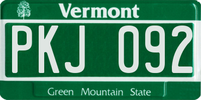 VT license plate PKJ092