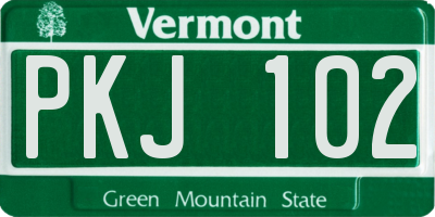 VT license plate PKJ102
