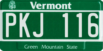 VT license plate PKJ116