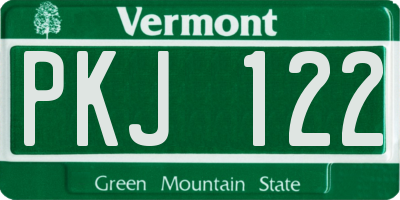 VT license plate PKJ122