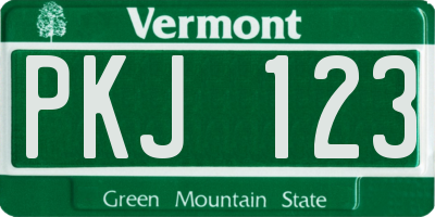 VT license plate PKJ123