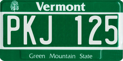 VT license plate PKJ125