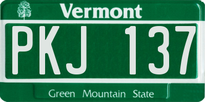 VT license plate PKJ137
