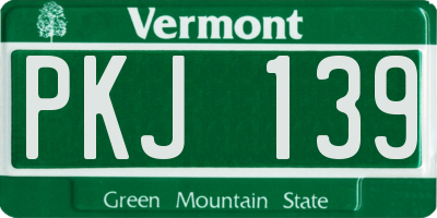 VT license plate PKJ139
