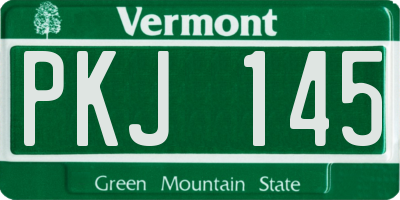 VT license plate PKJ145