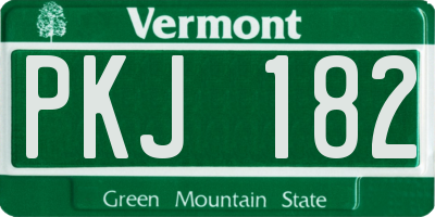 VT license plate PKJ182