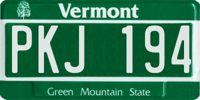 VT license plate PKJ194