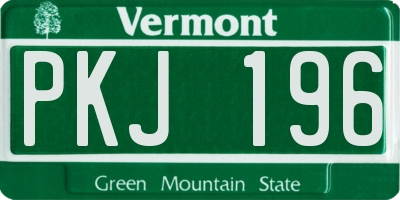 VT license plate PKJ196