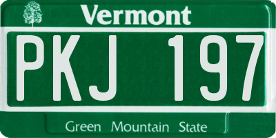 VT license plate PKJ197