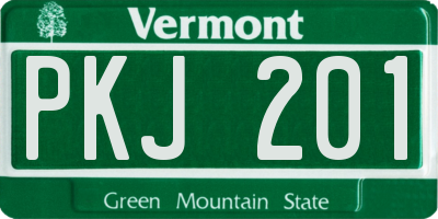 VT license plate PKJ201