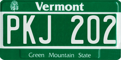 VT license plate PKJ202