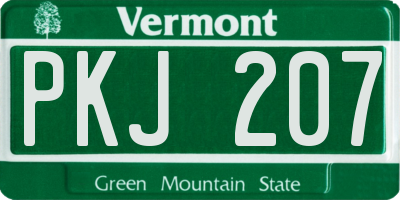 VT license plate PKJ207