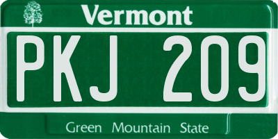 VT license plate PKJ209