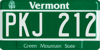 VT license plate PKJ212