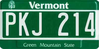 VT license plate PKJ214