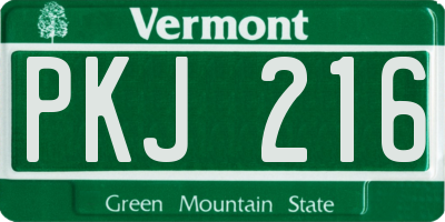VT license plate PKJ216