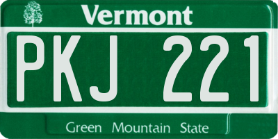 VT license plate PKJ221