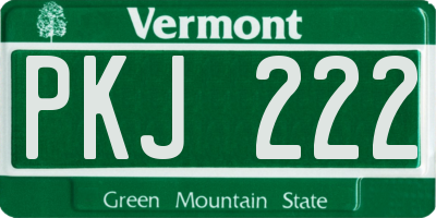 VT license plate PKJ222