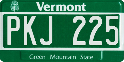 VT license plate PKJ225