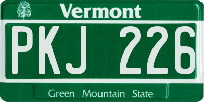 VT license plate PKJ226