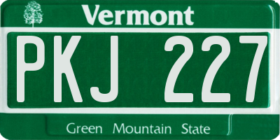 VT license plate PKJ227