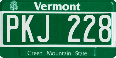 VT license plate PKJ228
