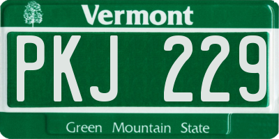 VT license plate PKJ229