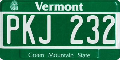 VT license plate PKJ232