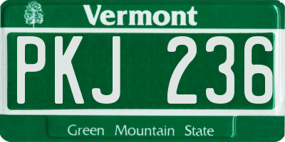 VT license plate PKJ236