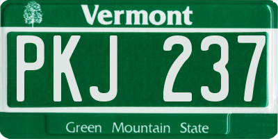 VT license plate PKJ237