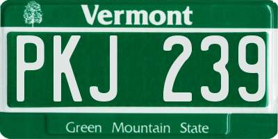 VT license plate PKJ239
