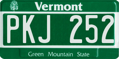 VT license plate PKJ252